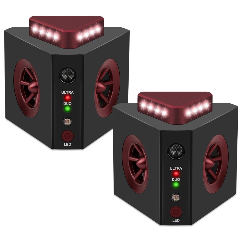 4in1 Ultrasonic Rodent Repellent Plugin Mice Repeller Rat Deterrent Pest Control Device with Ultrasound Impulse Flashing Lights Predator Sounds Indoor Mouse and Rat Control Pack of 2